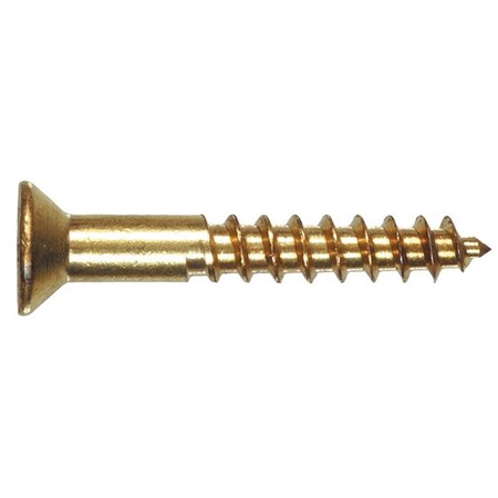 Hillman Wood Screw, #10, 1 1/2 inch, Brass Flat Head 100 PK 57783